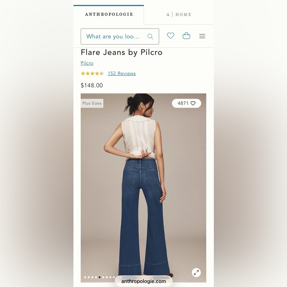 Pilcro Indigo Wide Leg Jeans - Picture 2 of 9